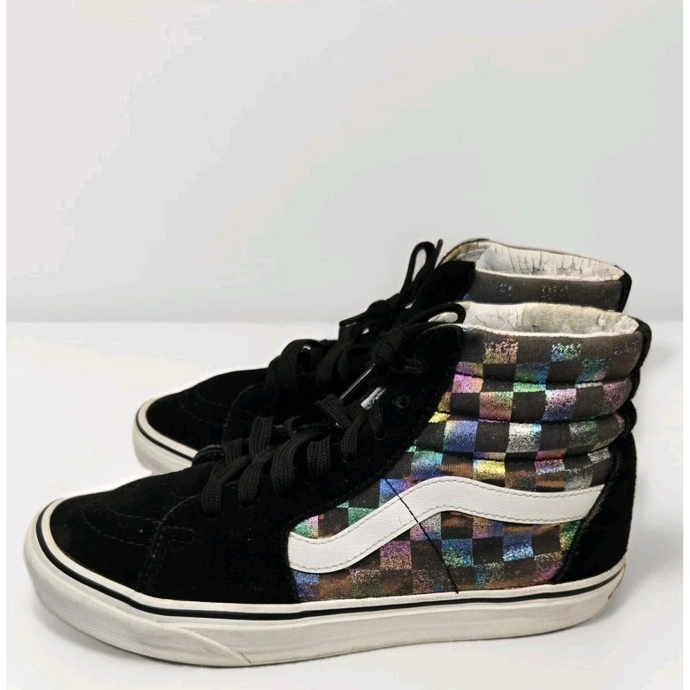 Vans Iridescent Checkerboard Men's 5.5‎  High Top Skateboard Shoe Off The Wall